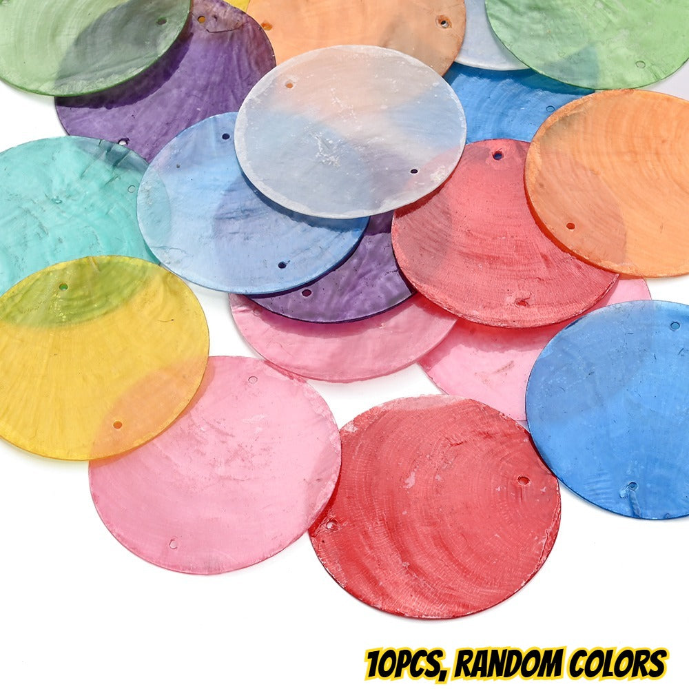 10-Piece Round Ocean Stone Pendants