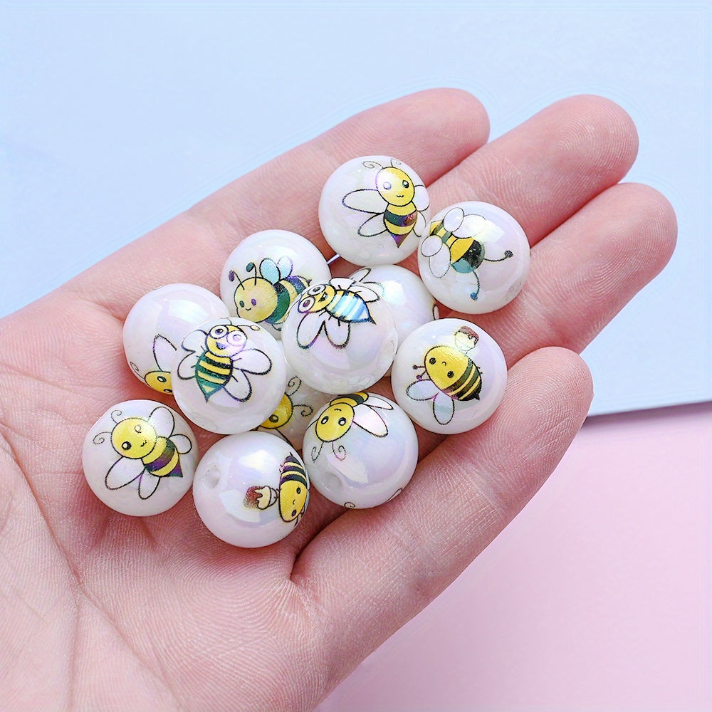 10pcs 16mm Yellow Bee Acrylic Beads