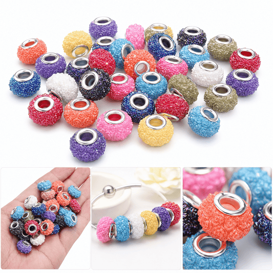 Colorful Flower Acrylic Large Hole Spacer Beads