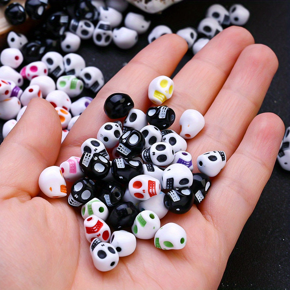 30pcs/set Colorful Skull Shape Acrylic Beads