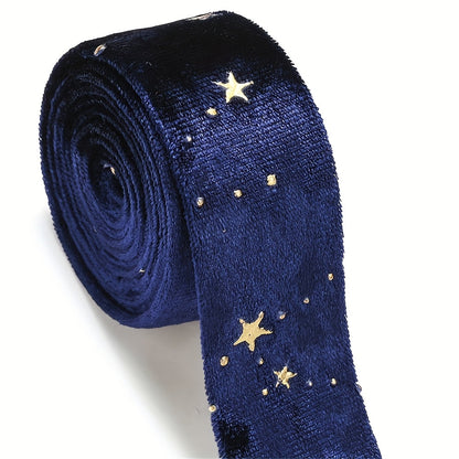 1m 25mm Gold Star Velvet Double-Sided Ribbon