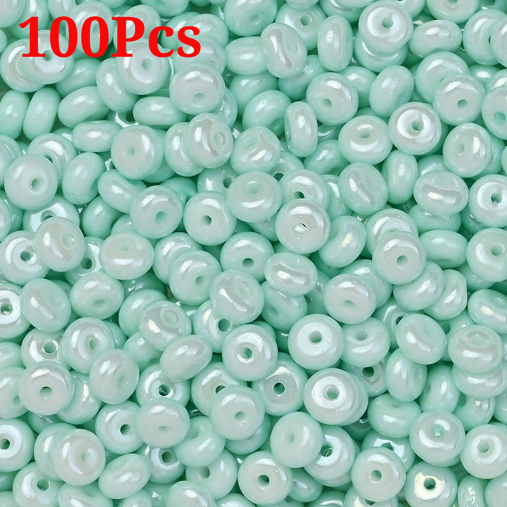 Macaron Flat Round Glass Spacer Beads