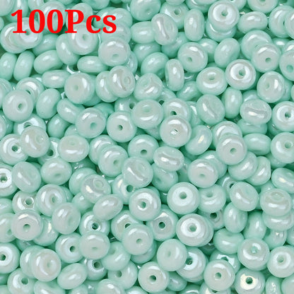 Macaron Flat Round Glass Spacer Beads