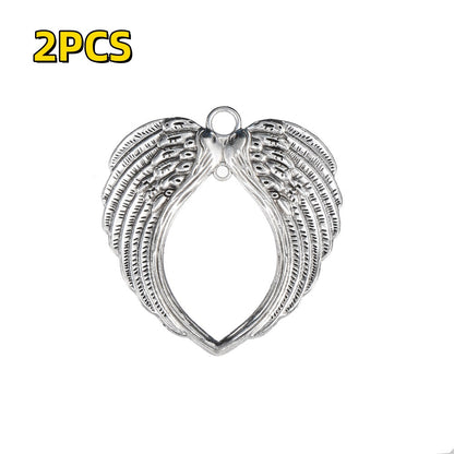 Christmas Silver-Tone Angel Wing Pendant Charms