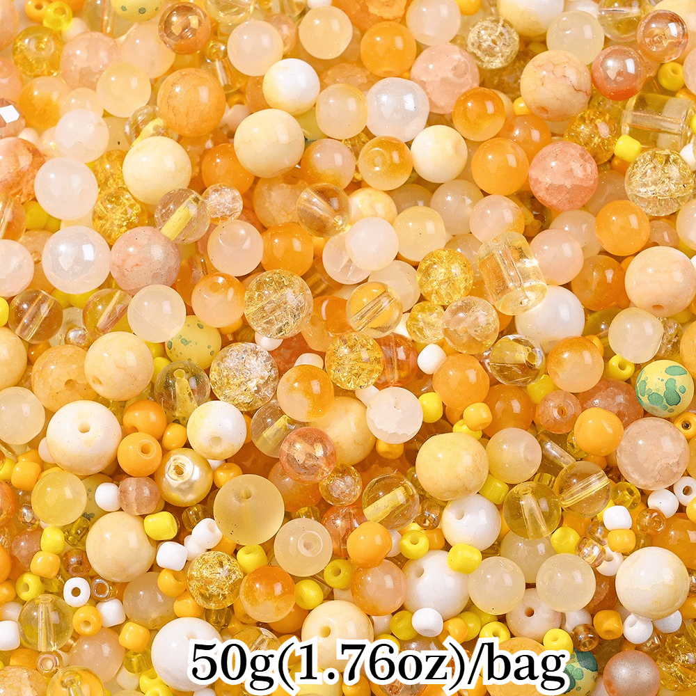 50g 3-12mm Multi-Style Glass Round Beads