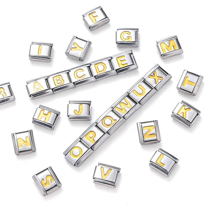 A-Z English Letter Stainless Steel Italian Charm Links