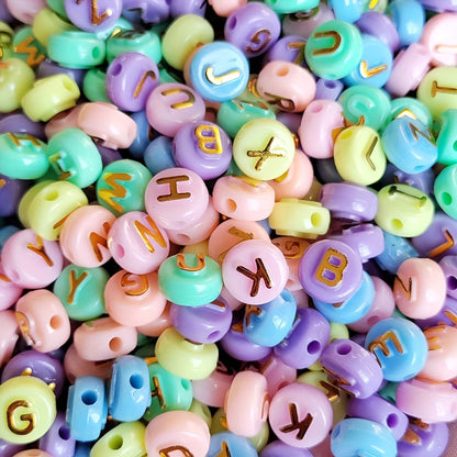 Gold Silver Letter Acrylic Beads