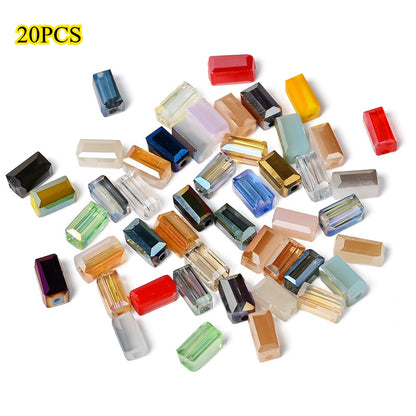 20pcs 4x8mm Colorful Rectangular Glass Rhinestone Beads