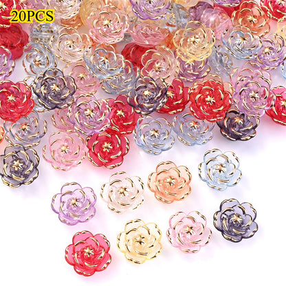Transparent Camellia Flower Acrylic Beads