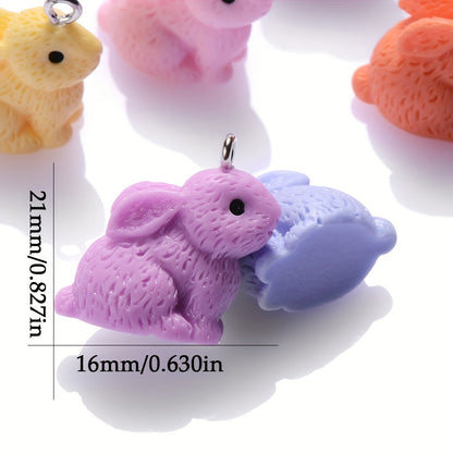 10PCS 16×21mm Colorful Rabbit Resin Pendant Set