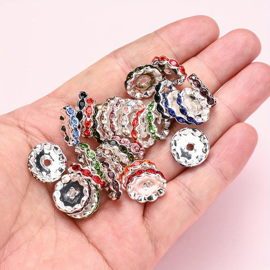 20PCS 15mm Colorful Wave-Edge Alloy Spacer Beads