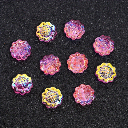 20PCS 15mm Transparent AB Sunflower Glass Jelly Spacer Beads