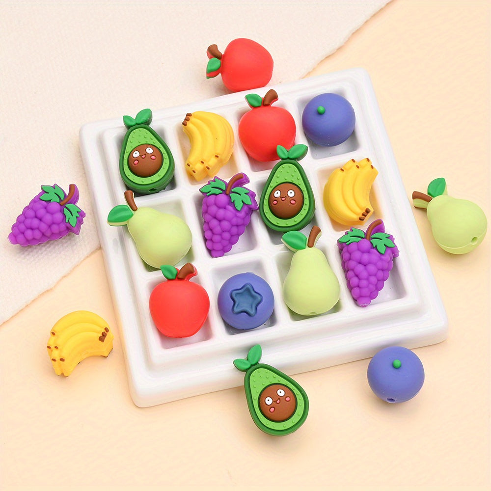 6pcs/set Fruit Theme Silicone Focal Beads Set