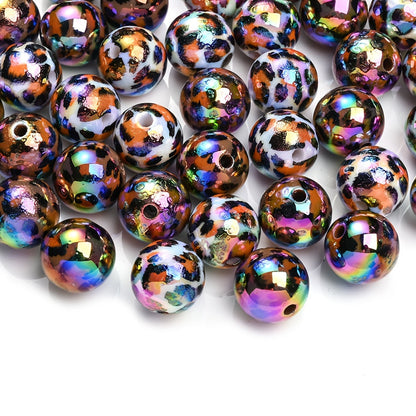 Shiny Leopard Print Acrylic Beads