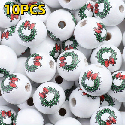10pcs/set 16mm Christmas Wooden Beads