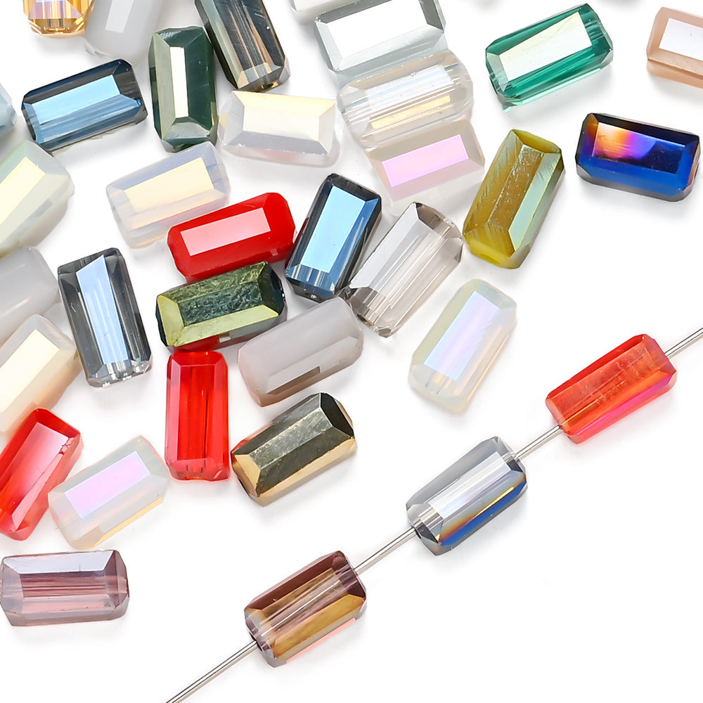 20pcs 4x8mm Colorful Rectangular Glass Rhinestone Beads