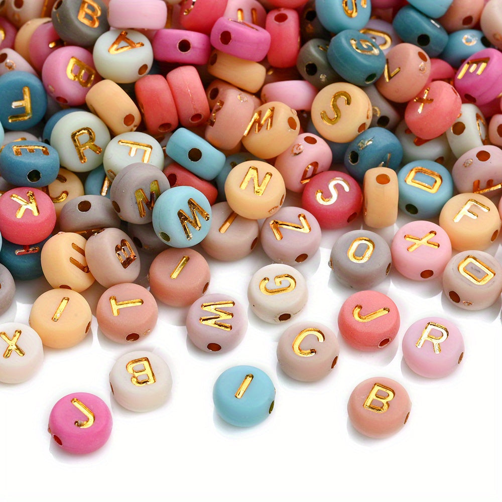100PCS 4×7mm Heart-Shaped A-Z Letter Acrylic Bead Set