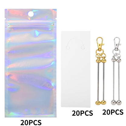 Golden & Silvery Beadable Keyring Set