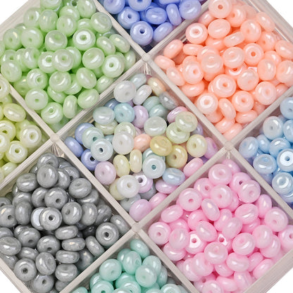 Macaron Flat Round Glass Spacer Beads