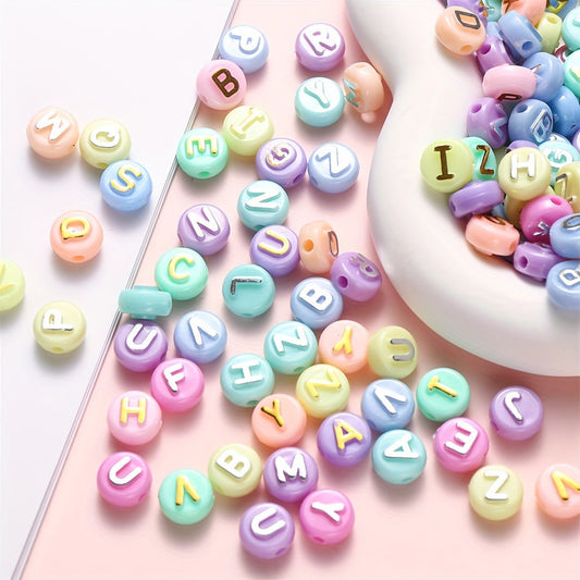 Gold Silver Letter Acrylic Beads