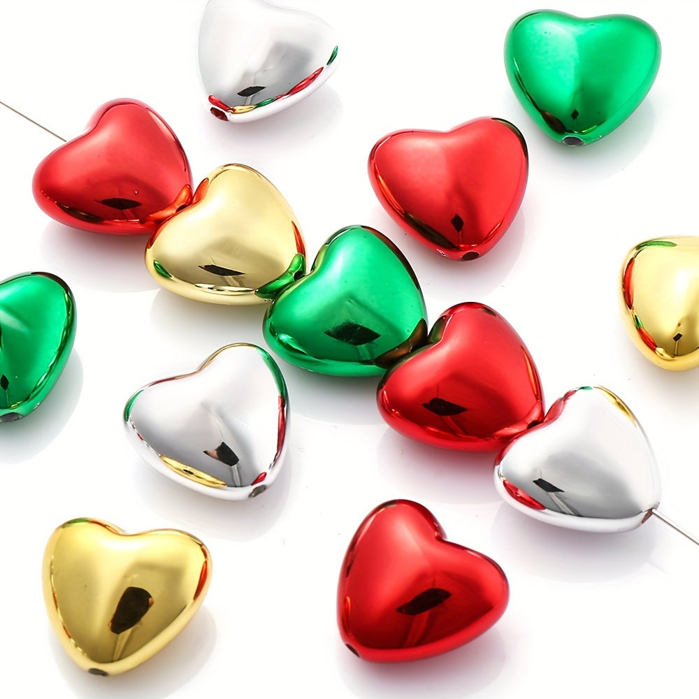 Mixed Color Heart Acrylic Spacer Beads