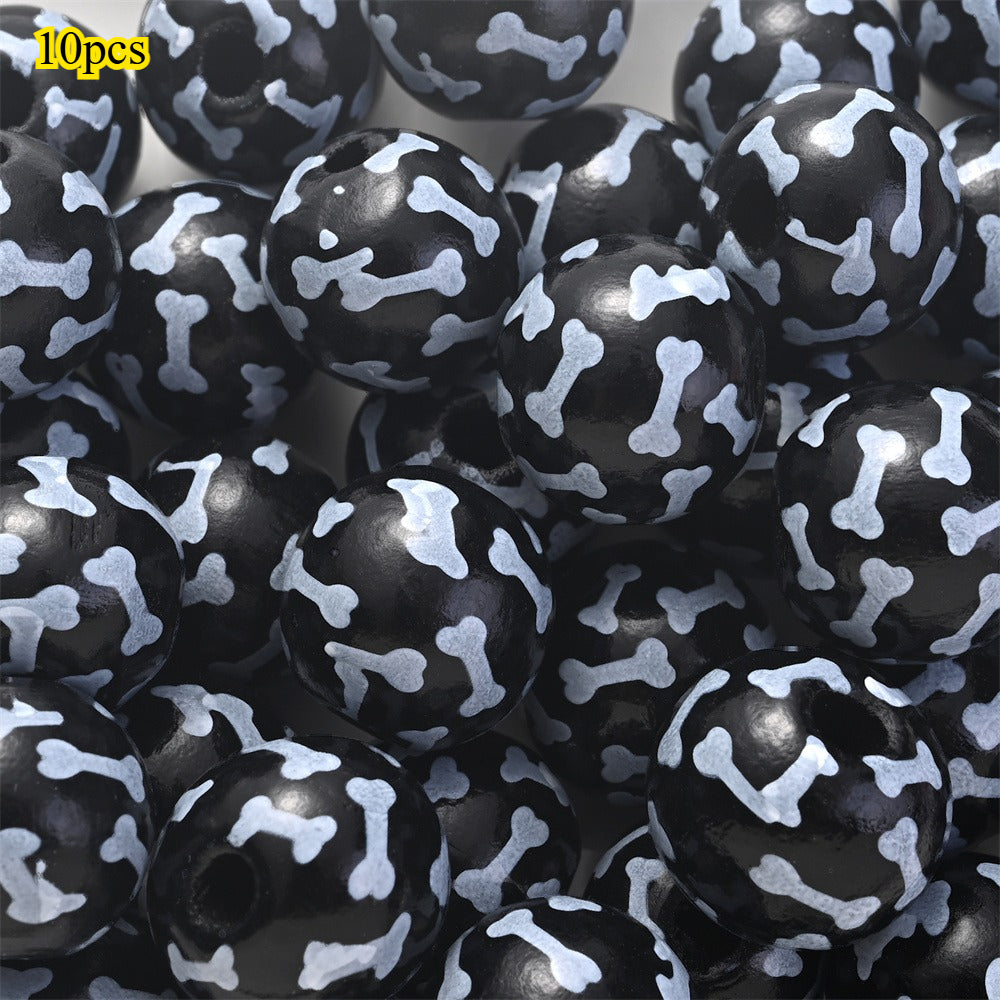 Dog-Themed Wooden Beads