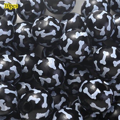 Dog-Themed Wooden Beads