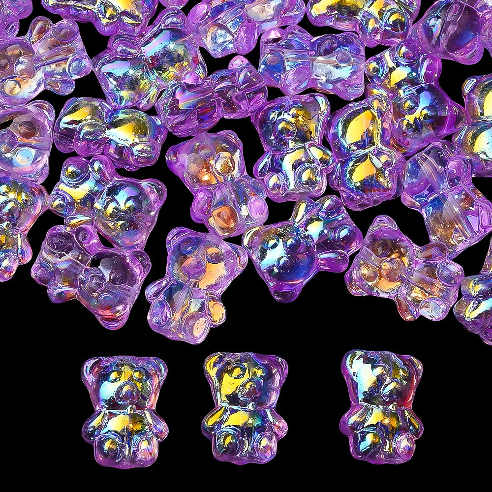 20PCS 15×12mm Transparent AB Bear Glass Spacer Beads
