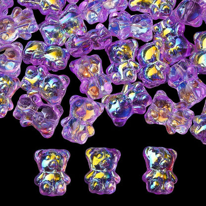 20PCS 15×12mm Transparent AB Bear Glass Spacer Beads