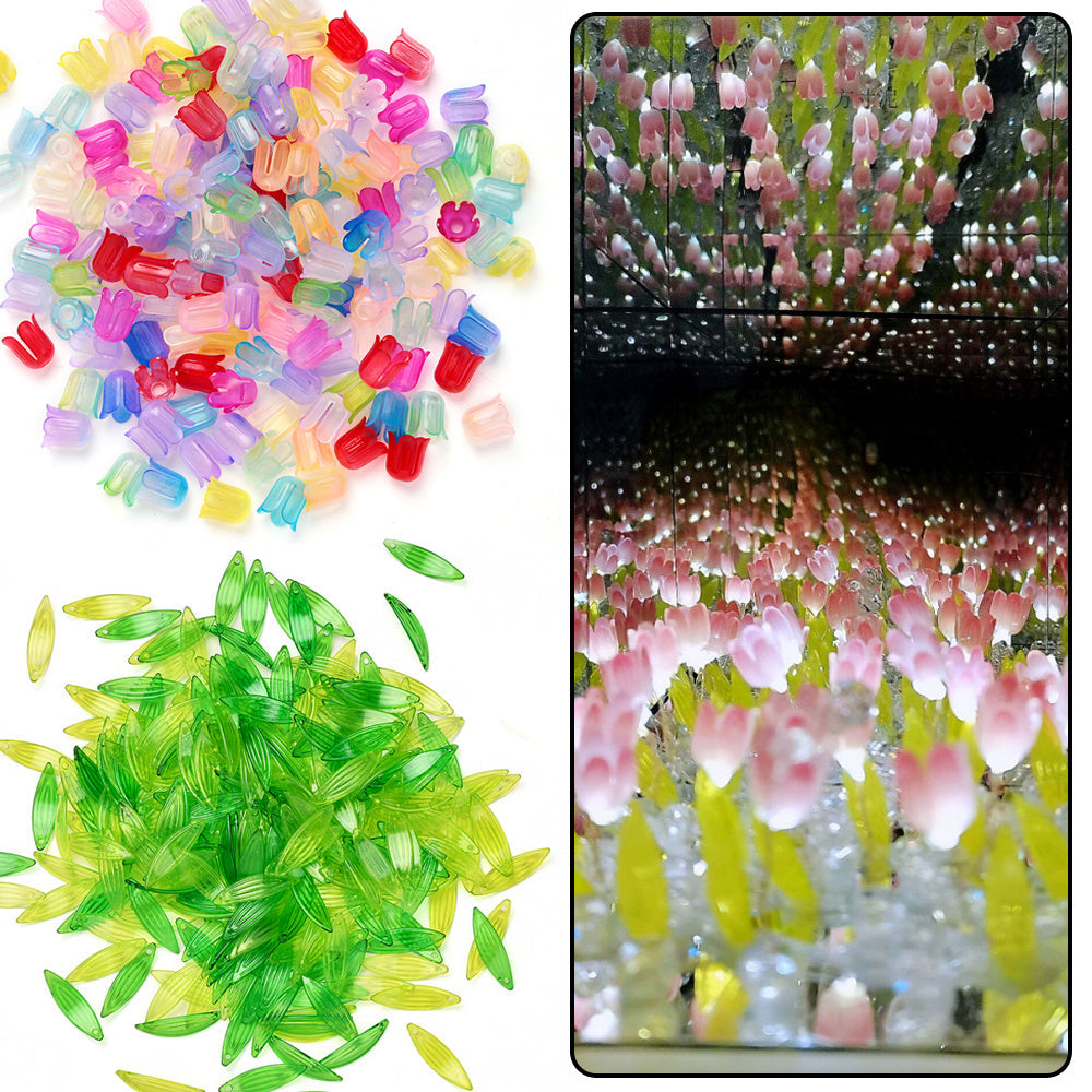 2026 New Arrival 10×11mm Gradient Flower Acrylic Bead Caps