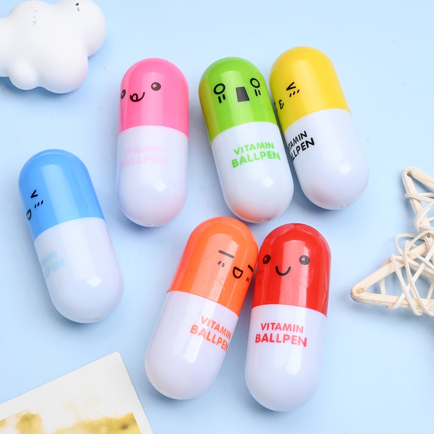 20/30-Piece Creative Vitamin-Shaped Retractable Ballpoint Pens
