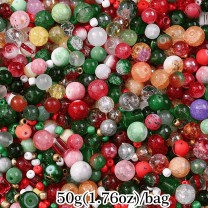 50g 3-12mm Multi-Style Glass Round Beads