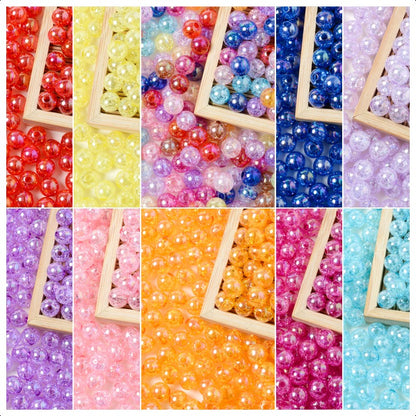30pcs 10mm Colorful Crackle Acrylic Beads