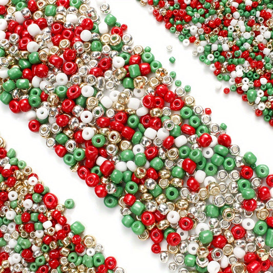 100g Christmas Mixed Color Glass Rice Beads