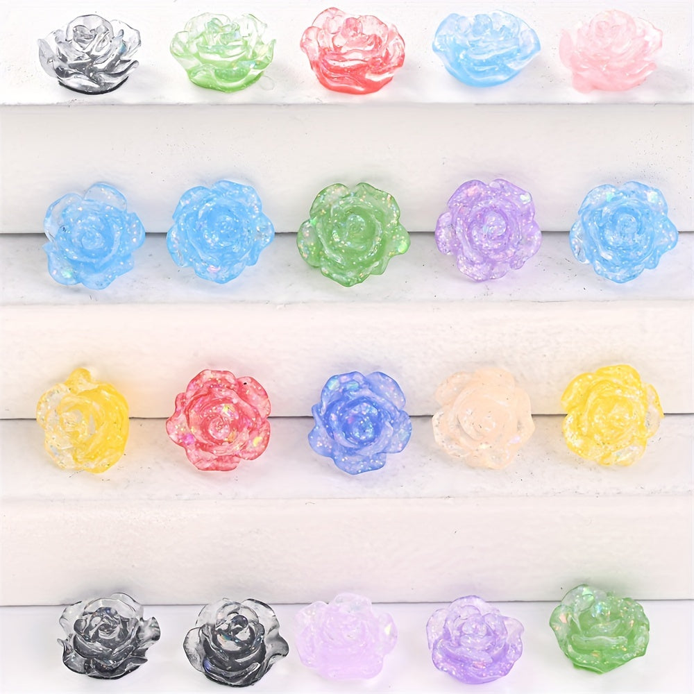 Fluorescent Camellia Acrylic Flatback Beads