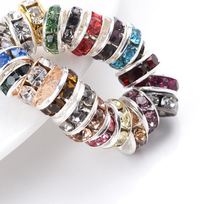 50pcs 4/6/8/10mm Rhinestone Alloy Spacer Beads