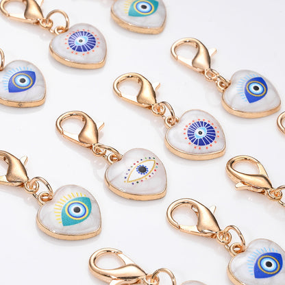 12PCS Blue & White Evil Eye Enamel Keychain Set