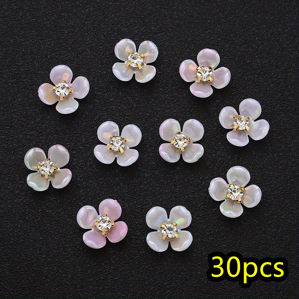 30pcs/set Four Petal Flower Acrylic Cabochon Beads