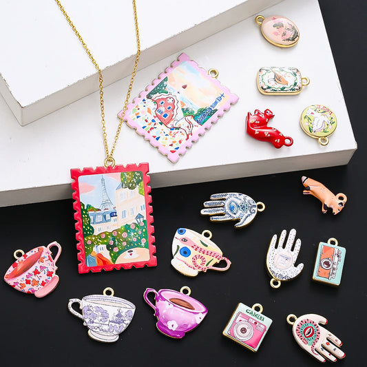 Colorful Enamel Boho Pendants Mix