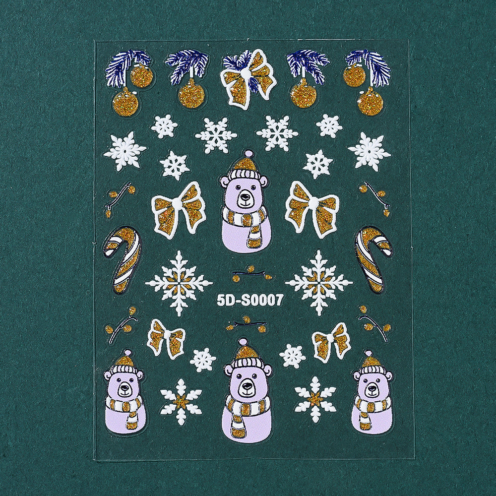 Christmas 5D Embossed Nail Art Stickers