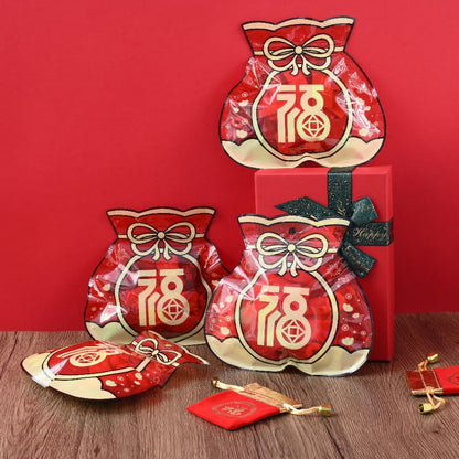 10-Piece 17.5x18.5 cm Red OPP Blessing Ziplock Gift Bags