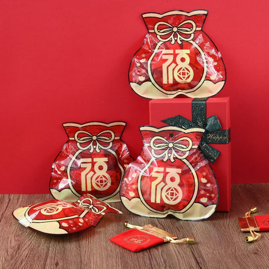 10-Piece 17.5x18.5 cm Red OPP Blessing Ziplock Gift Bags