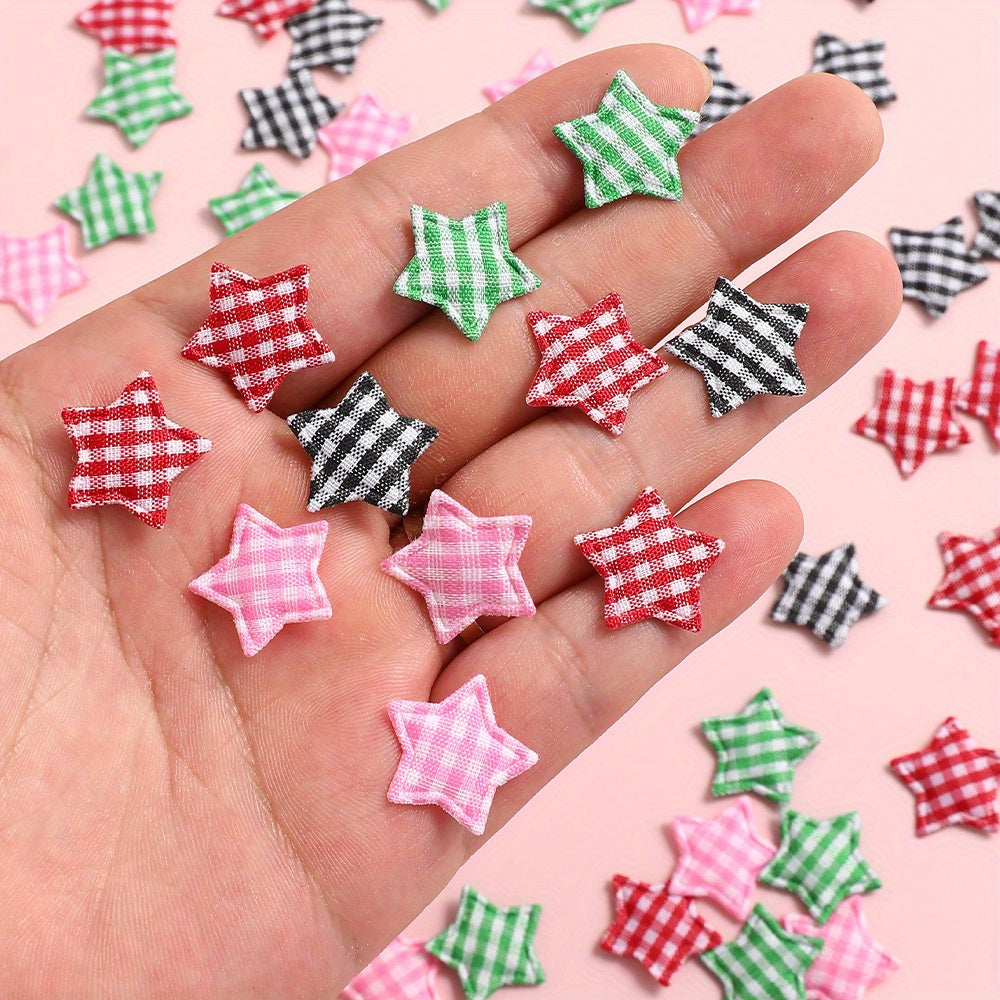 Plaid Star Embroidered Patches