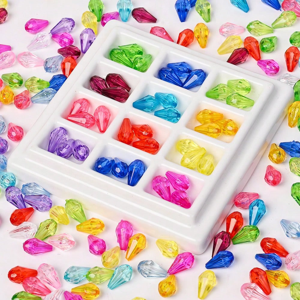 200pcs 13x8mm Faceted Waterdrop Acrylic Beads