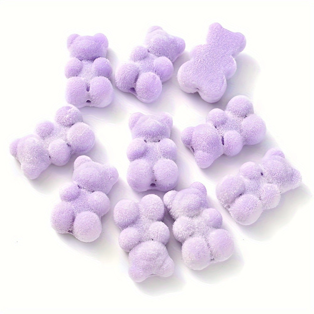 Macaron Flocking Bear Acrylic Beads
