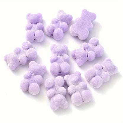 Macaron Flocking Bear Acrylic Beads