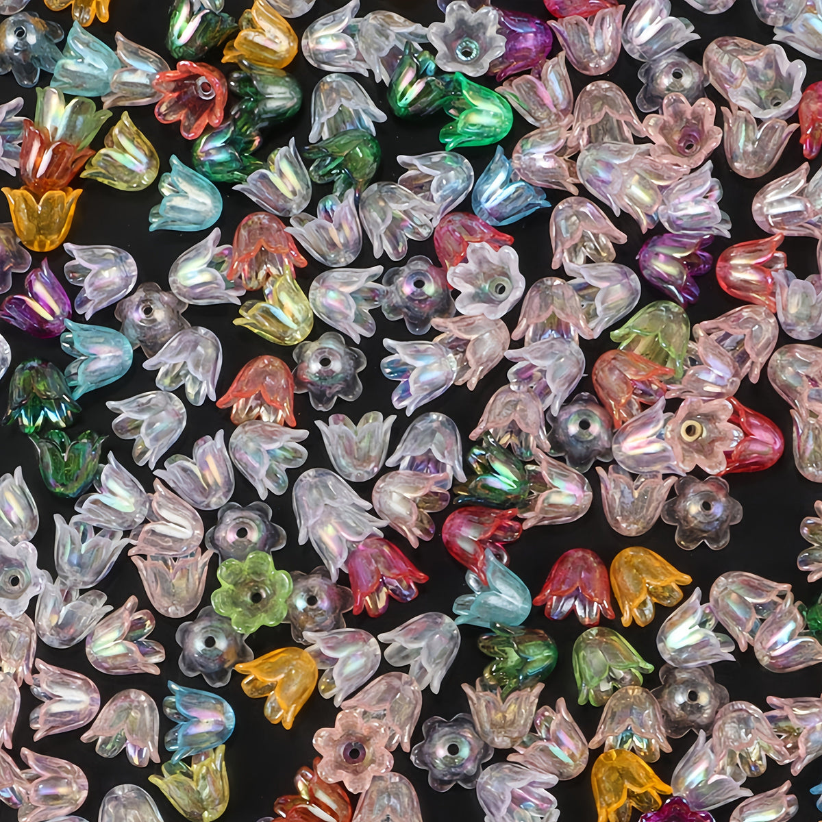 Shiny AB Trumpet Flower Beads