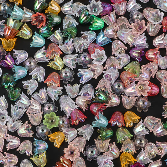 Shiny AB Trumpet Flower Beads