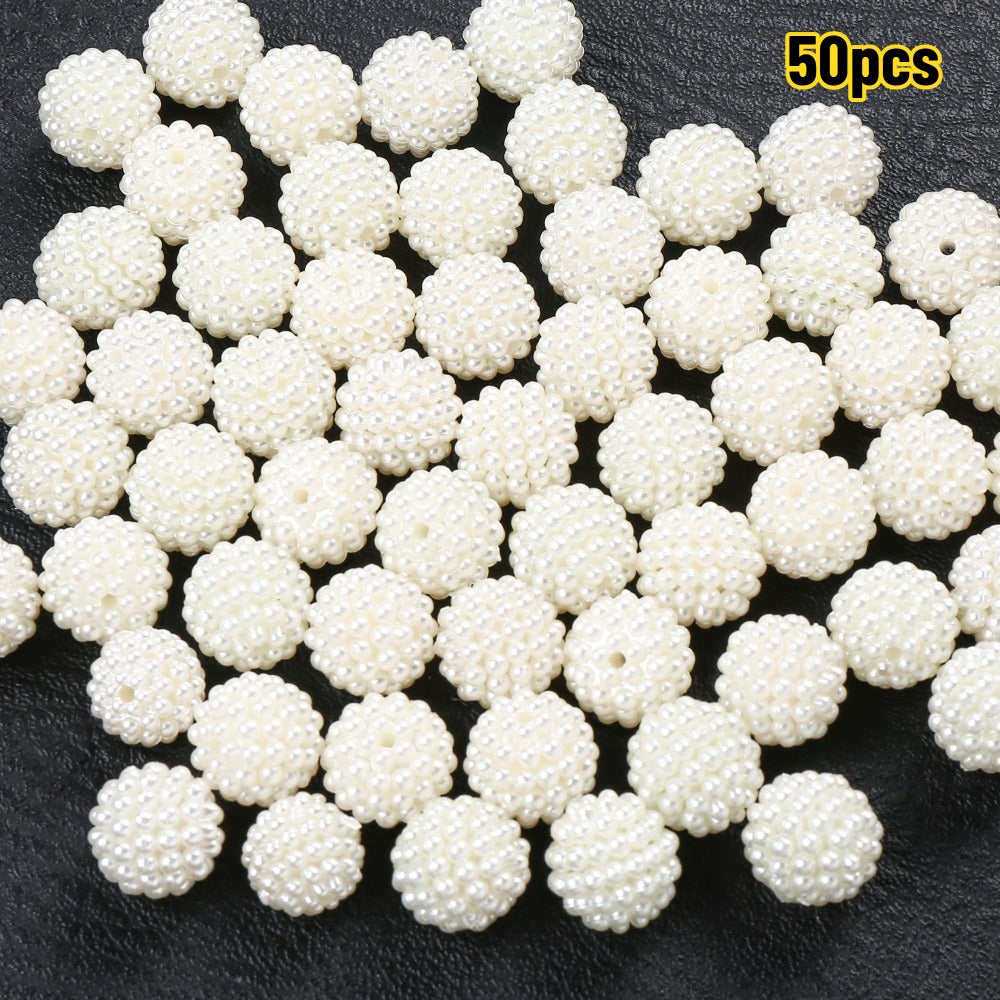 Beige Textured Berry Acrylic Beads