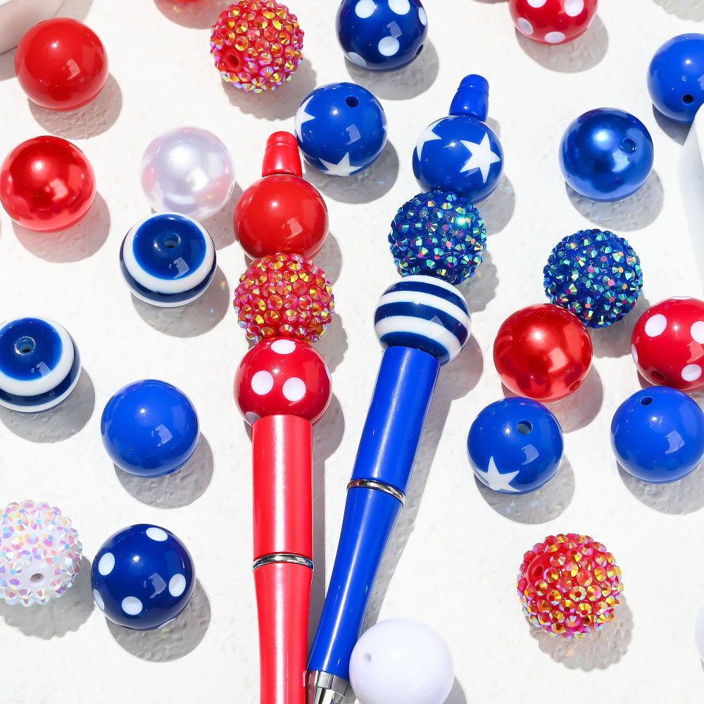 Patriotic Rhinestone Ball Beads